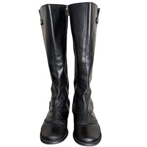 Fidji Black Leather Tall Riding Boots Side Zip Portugal Women's Size 8